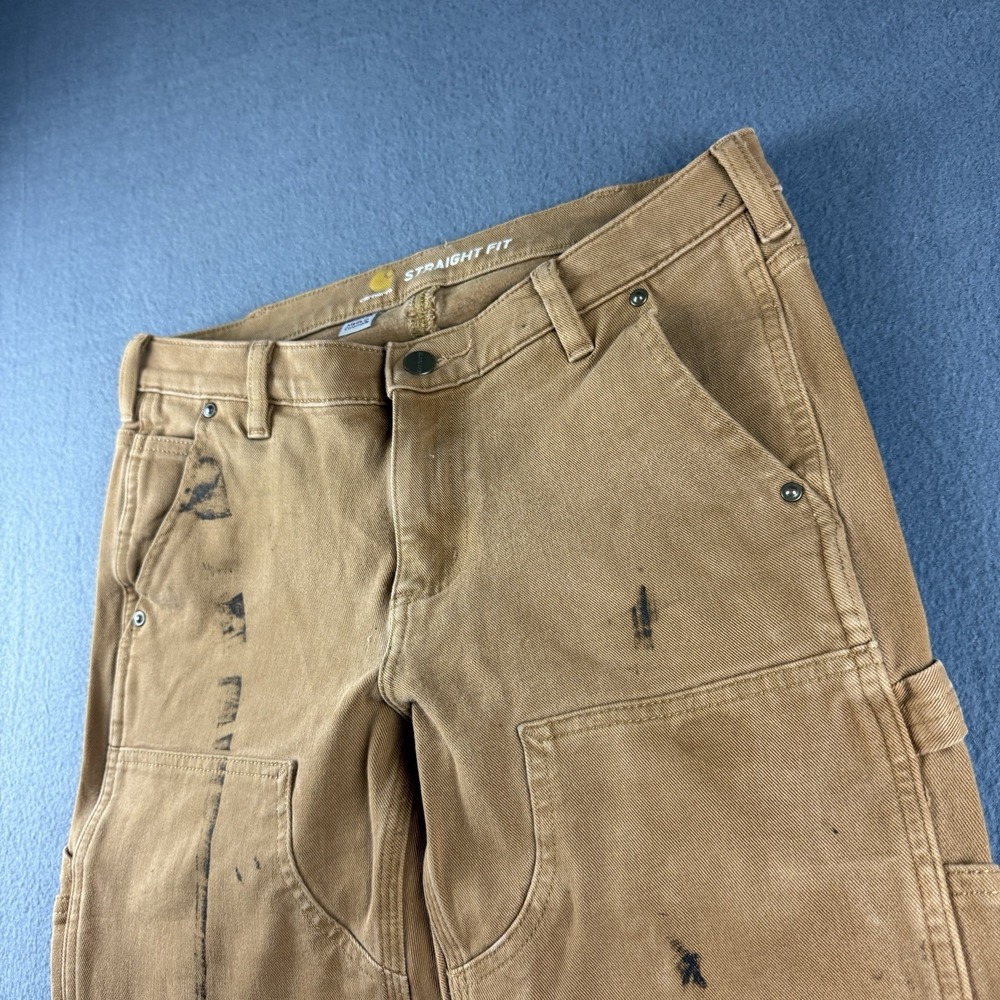 Carhartt Pants Womens 4 Brown Rugged Flex Double Knee Distressed Workwear 104296